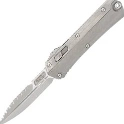 184-11APNC - Microtech Glykon Bayonet Top Serrated Natural Clear