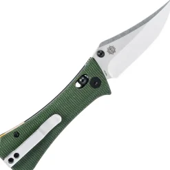 AUX004GRN - Auxiliary Manufacturing Pocket Bowie Crossbar Green Micarta