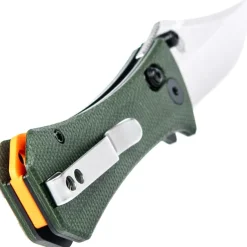 AUX004GRN - Auxiliary Manufacturing Pocket Bowie Crossbar Green Micarta