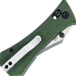 AUX004GRN - Auxiliary Manufacturing Pocket Bowie Crossbar Green Micarta