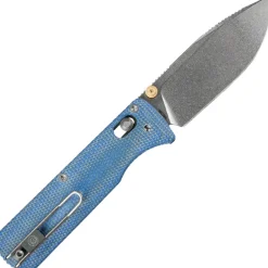 A4109 - Vosteed Vombat Crossbar Lock blue micarta stonewash 14C28N