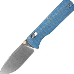 A4109 - Vosteed Vombat Crossbar Lock blue micarta stonewash 14C28N