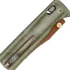 A4111 - Vosteed Vombat Crossbar Lock Green micarta Copper dune 14C28N