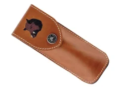 BEL44812 ETUI MAX CAPDEBARTHES RANDONNEUR CUIR FAUVE 12CM SANGLIER