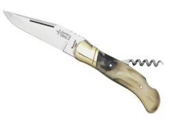 BEL1702 LAGUIOLE CHASSE G.DAVID 2P FACON CORNE BLONDE MITRE LAITON 12CM