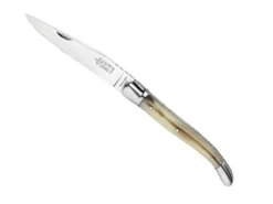 BEL61912 LAGUIOLE G.DAVID FACON CORNE BLONDE MITRES INOX MAT 12CM