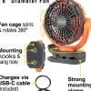 BFBBM9112 - BLACKFIRE Ventilateur Pince Rechargeable 20cm