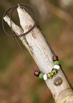BM-JW-003 - LARP Collier de perles de verre avec pendentif Yggdrasil