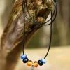 BM-JW-001 - LARP Collier de perles de verre avec pendentif Trinity
