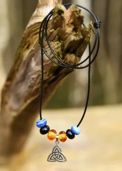 BM-JW-001 - LARP Collier de perles de verre avec pendentif Trinity