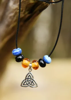 BM-JW-001 - LARP Collier de perles de verre avec pendentif Trinity