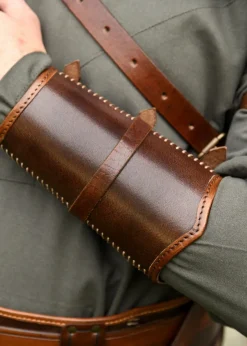 BM-LP-66 - LARP 1 Protège-bras en cuir "Arnulf" avec boucles, marron, 1 pièce