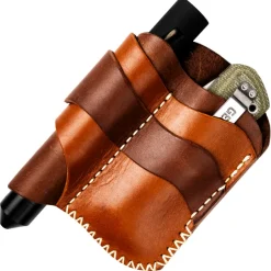 BRBK16 - Bison Ridge Built étui cuir EDC couteau et lampe de secours