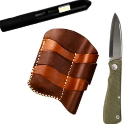 BRBK16 - Bison Ridge Built étui cuir EDC couteau et lampe de secours