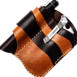 BRBK11 - Bison Ridge Built étui cuir EDC kit lampe et couteau