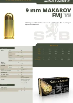 763828 - CARTOUCHES Sellier & Bellot 9X18 MAKAROV-FMJ 6,1g