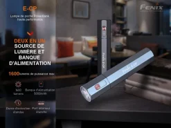 ECPNOIR - Fenix E-CP Noir 1600 lumens - Lampe de poche PowerBank
