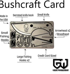 GRICARD005 - Grim Workshop carte de survie Bushcraft