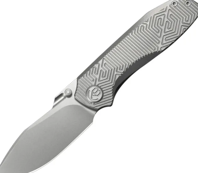 KBKnives Agera beadblast M390 Titanium Maze Pattern