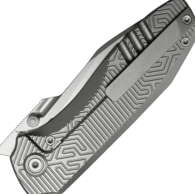 KBKnives Agera beadblast M390 Titanium Maze Pattern