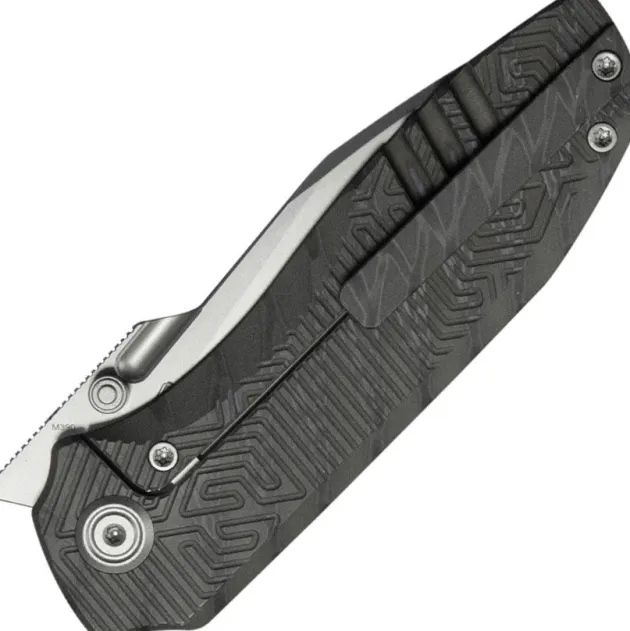 KBKnives Agera beadblast M390 Titanium Maze Pattern