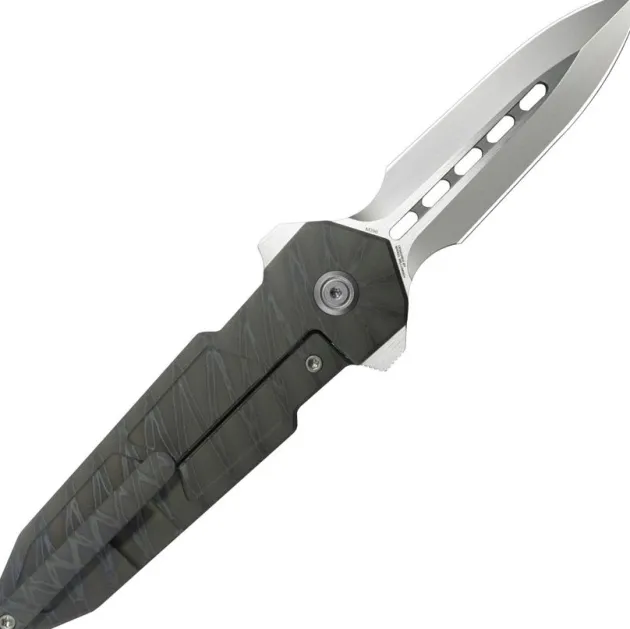 KBKnives Urban Dagger Double edge Satin & beadblast m390 Flame Ano Titanium