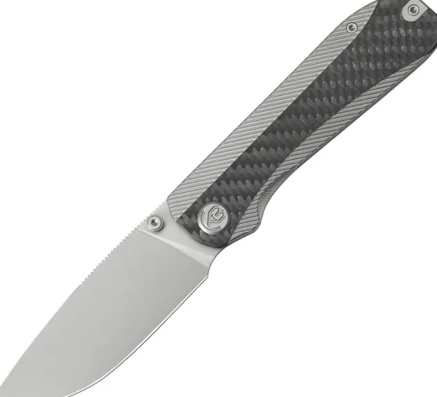 KBKnives Zephyr Beablast M390 Flamed Titanium Wave Carbon Inlay
