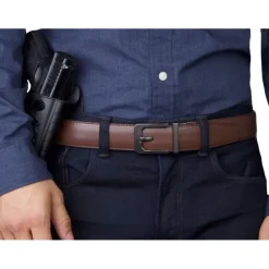563-039 - KORE ESSENTIALS X3 Ceinture Cuir Marron leather brown trouser belt