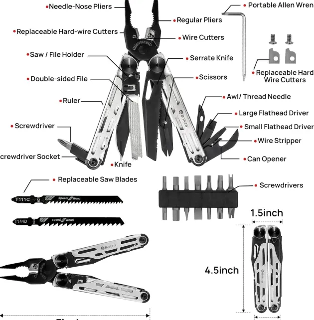 KT2045B - Bibury KT2045B Pro Multitool Pliers Black