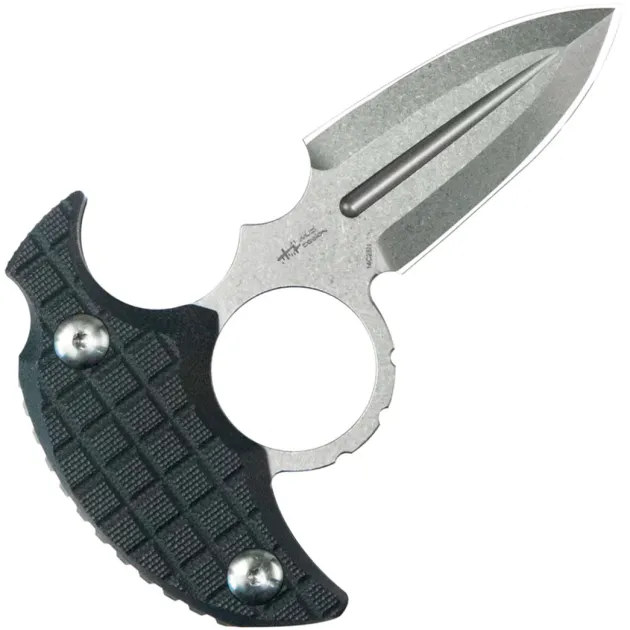 KU403A - KUBEY Cavy Push Dagger Black G10 Stonewash 14C28N