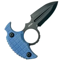 KU403C - KUBEY Cavy Push Dagger Blue Micarta Blackwash 14C28N