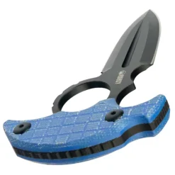 KU403C - KUBEY Cavy Push Dagger Blue Micarta Blackwash 14C28N