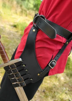 1616430100 - LARP Ceinture avec support pour épée, bandelier, cuir noir