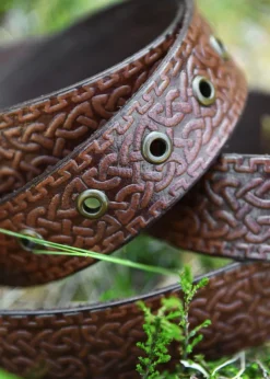 1616550500 - LARP Ceinture cuir avec boucle et gaufrage celtique