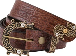 1616550500 - LARP Ceinture cuir avec boucle et gaufrage celtique