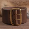 1616027028 - LARP Ceinture en cuir et laiton, marron foncé, 135cm