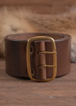 1616027028 - LARP Ceinture en cuir et laiton, marron foncé, 135cm