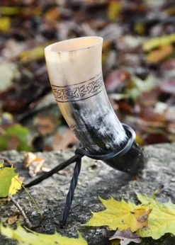 1916111301 - LARP Corne à boire avec support Fer Torsadé Gravure Fenrir