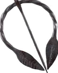 1431051915 - LARP Fibule Annulaire Motif Feuilles, forgée à la main.