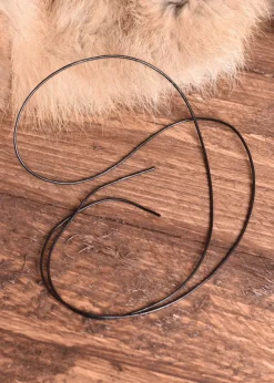 1626010016 - LARP Lanière en cuir de chèvre, ronde 1,5 mm x 1 m NOIRE