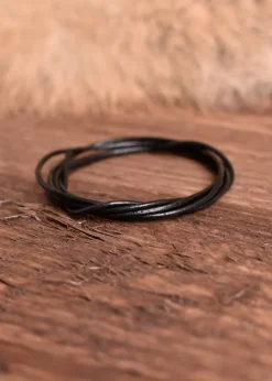 1626010016 - LARP Lanière en cuir de chèvre, ronde 1,5 mm x 1 m NOIRE