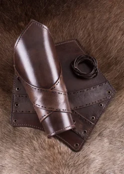1616650600 - LARP Paire de Protège-Bras rembourrées en cuir avec bandes croisées