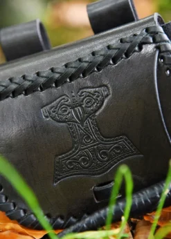 1680000330 - LARP Petite Sacoche Cuir Noir Embossé Mjolnir