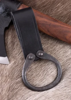 0401040001 - LARP Porte-Hache en Cuir et Fer Forgé
