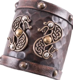 1616553300 - LARP 1 Protège-bras en cuir avec dragon à deux têtes 1 PIECE