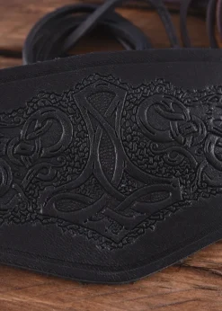 1600050120 - LARP 1 Protège-bras en cuir Estampe Mjolnir, court, 1 pièce