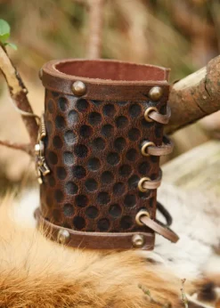 1616552900 - LARP 1 Protège-bras en cuir, motif sanglier celtique, 1 pièce