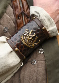 1616552900 - LARP 1 Protège-bras en cuir, motif sanglier celtique, 1 pièce