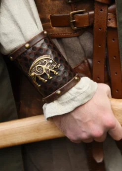 1616552900 - LARP 1 Protège-bras en cuir, motif sanglier celtique, 1 pièce