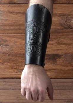 1680853300 - LARP Protège Bras motif Mjolnir Cuir Noir